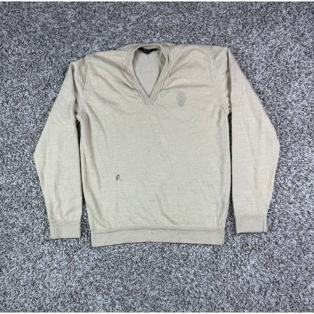 Gucci Men's Knit V Neck Wool Sweater Ivory Size Medium